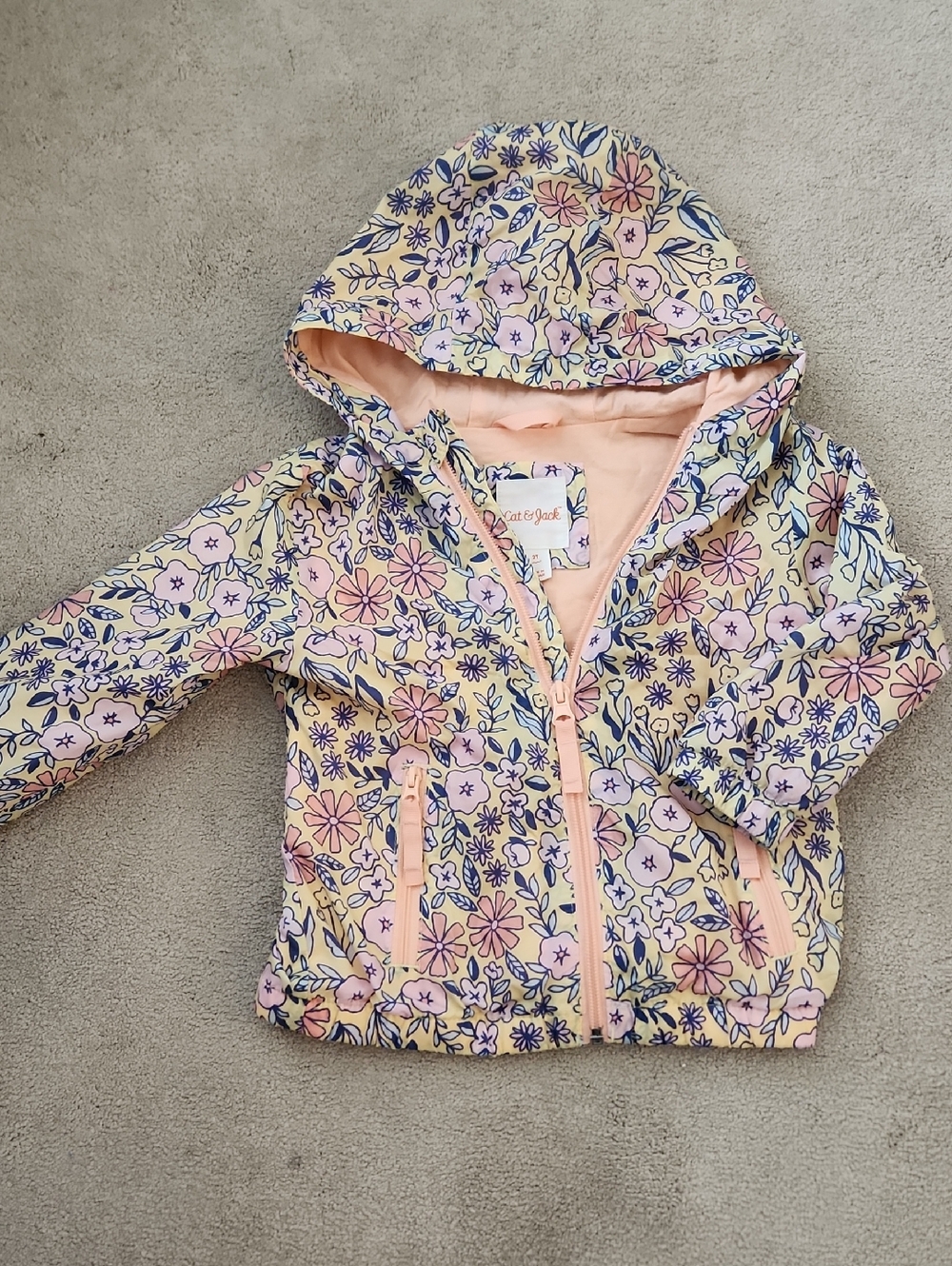Cat & Jack Pastel Floral Hooded Jacket - Pink, Purple, Yellow